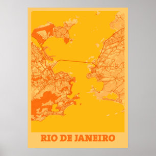 Rio De Janeiro - Brazil Sunset City Map Poster