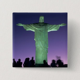 Rio de Janeiro, Brazil. the Christ Statue on 15 Cm Square Badge