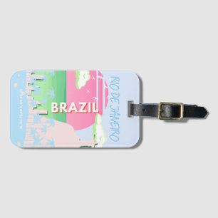 Rio de Janeiro Brazil Travel Art Blue Illustration Luggage Tag