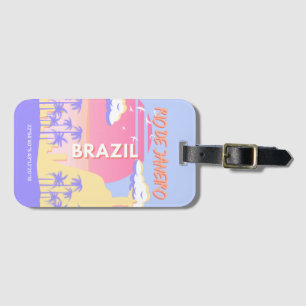 Rio de Janeiro Brazil Travel Art Blue Poster Luggage Tag