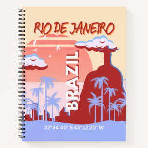 Rio de Janeiro Brazil Travel Art Retro Poster Notebook