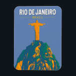 Rio De Janeiro Brazil Travel Art Vintage Magnet<br><div class="desc">Rio De Janeiro retro vector travel design. Christ The Redeemer is an Art Deco statue of Jesus Christ in Rio de Janeiro,  Brazil,  created by French sculptor Paul Landowski and built by Brazilian engineer Heitor da Silva Costa.</div>