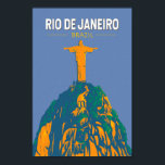 Rio De Janeiro Brazil Travel Art Vintage Poster<br><div class="desc">Rio De Janeiro retro vector travel design. Christ The Redeemer is an Art Deco statue of Jesus Christ in Rio de Janeiro,  Brazil,  created by French sculptor Paul Landowski and built by Brazilian engineer Heitor da Silva Costa.</div>