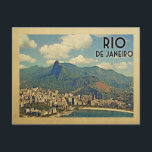 Rio De Janeiro Brazil Vintage Travel Postcard<br><div class="desc">Rio De Janeiro Brazil design in Vintage Travel style featuring a view of Christ the Redeemer on the Corcovado mountain from Sugarloaf.</div>