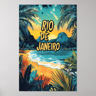 Rio de Janeiro Brazil Vintage Travel Poster