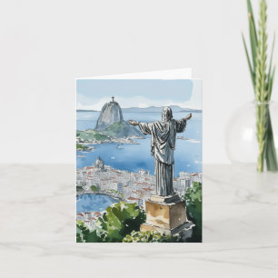 Rio de Janeiro Brazil Watercolor Stationery Card