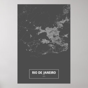 Rio de Janeiro, Brazil (white on black) Poster