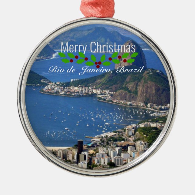 Rio de Janeiro, Christmas greetings, Metal Ornament (Front)