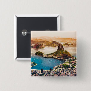 Rio de Janeiro cityscape photo 15 Cm Square Badge