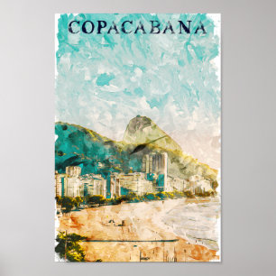 Rio de Janeiro Copacabana Beach Painting Poster