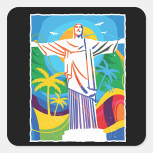 Rio de Janeiro Cristo Redentor Brazil Colourful Square Sticker