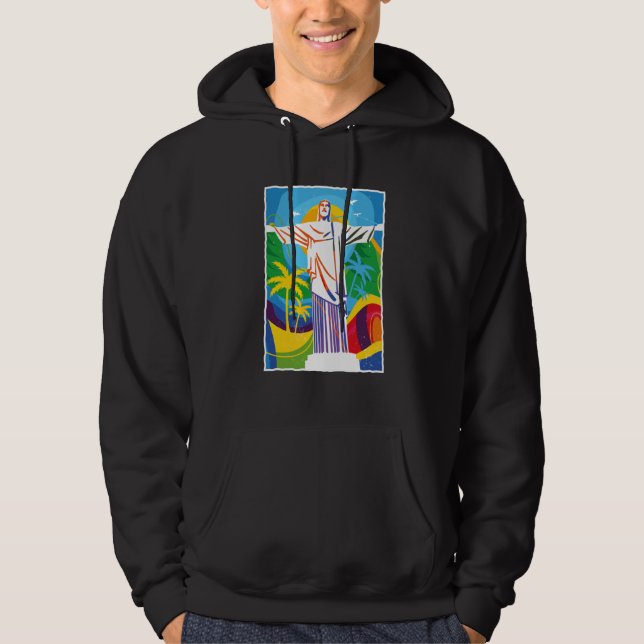 Rio de Janeiro Cristo Redentor Brazil Skyline Silh Hoodie (Front)