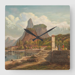 Rio de Janeiro, Mont Corcovado and Botafago Bay Square Wall Clock