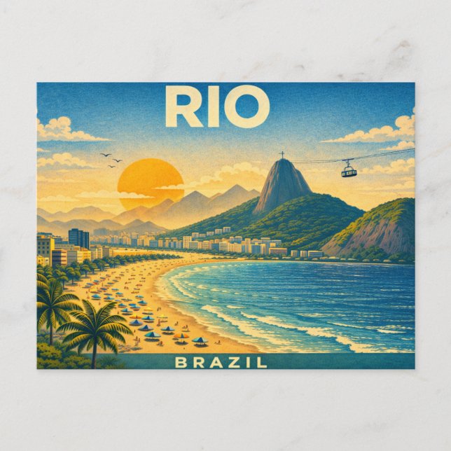 Rio de Janeiro Retro Travel Postcard (Front)