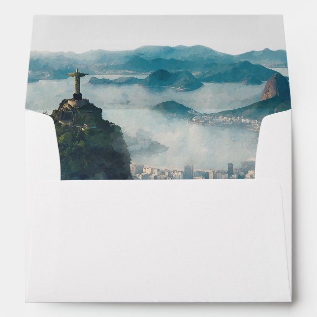 Rio de Janeiro Skyline Wedding Return Address Envelope (Back (Bottom))