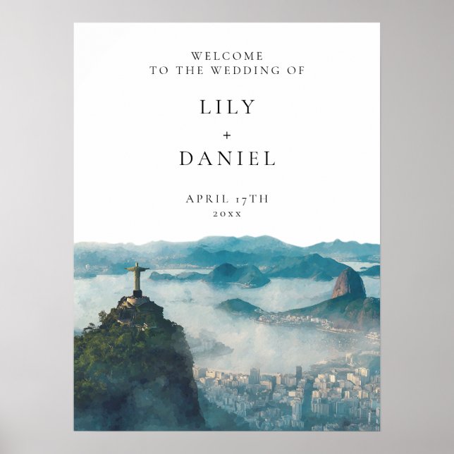 Rio de Janeiro Skyline Wedding Welcome Sign (Front)