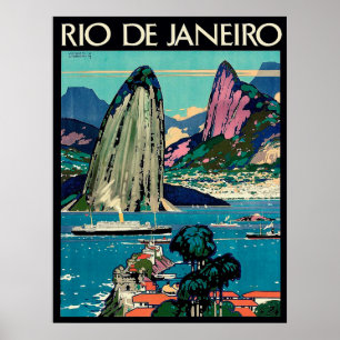 Rio De Janeiro, tourist boats on the coast Poster