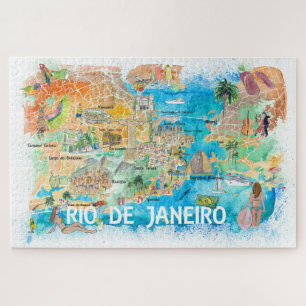 Rio de Janeiro Travel Map Jigsaw Puzzle