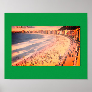 Rio de Janeiro, Vintage Copacabana Beach, Brazil Poster