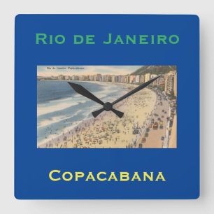 Rio de Janeiro, Vintage Copacabana Beach, Brazil Square Wall Clock