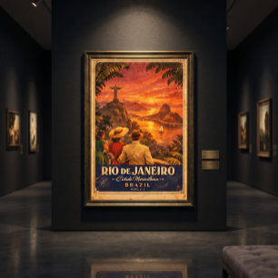 Rio de Janeiro Vintage Travel Poster   Brazil Wall