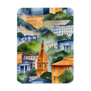 Rio De Janeiro watercolor art Magnet