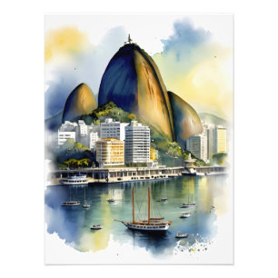 Rio De Janeiro watercolor art Photo Print