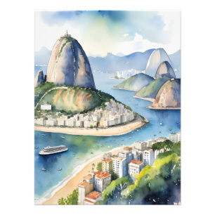 Rio De Janeiro watercolor art Photo Print