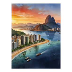 Rio De Janeiro watercolor art Photo Print