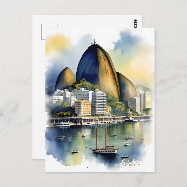 Rio De Janeiro watercolor art Postcard (Front/Back)