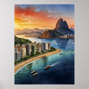 Rio De Janeiro watercolor art Poster