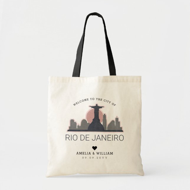 Rio De Janeiro Wedding | Stylised Skyline Tote Bag (Front)