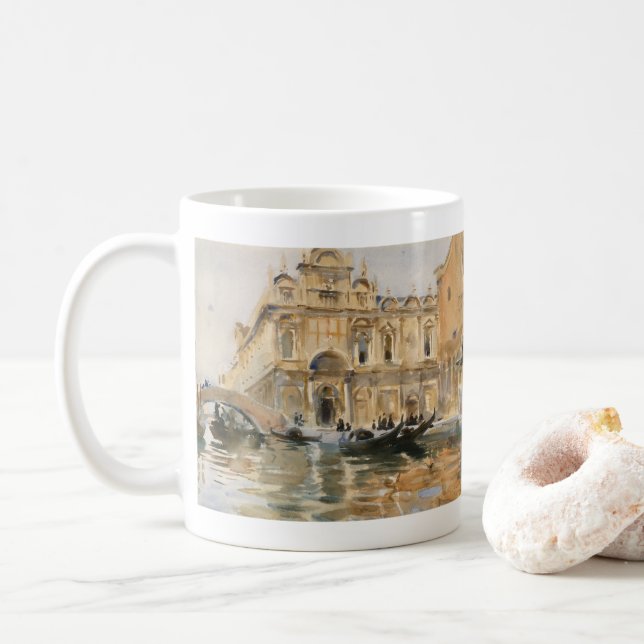 Rio dei Mendicanti, Venice by John Singer Sargent Coffee Mug (With Donut)