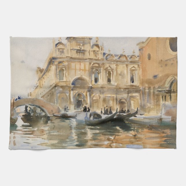 Rio dei Mendicanti, Venice by John Singer Sargent Tea Towel (Horizontal)