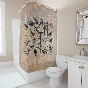 Rio Grande Bird Petroglyphs Shower Curtain