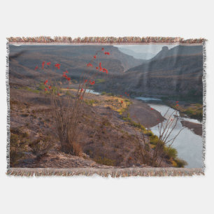 Rio Grande Running Through Chihuahuan Desert Throw Blanket