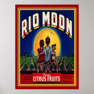 "Rio Moon" 1940's Citrus Fruit Ad-12x16 Poster