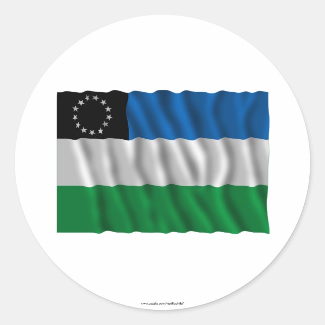 Río Negro waving flag Classic Round Sticker (Front)