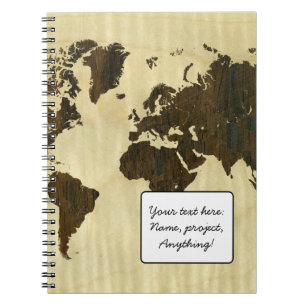 Rio Rosewood and Curly Maple World Map.jpg Notebook