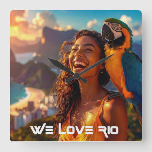 RIO - WE LOVE RIO - SQUARE WALL CLOCK