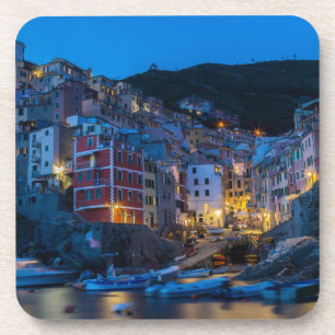 Riomaggiore at night Cinque Terre Liguria Italy Coaster