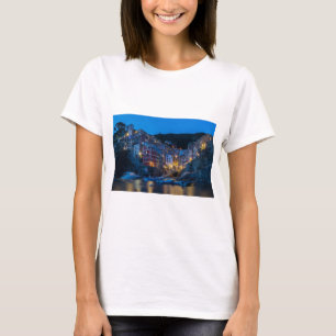 Riomaggiore at night Cinque Terre Liguria Italy T-Shirt