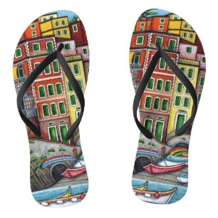 Riomaggiore Cinque Terre Custom Adult, Slim Straps Thongs