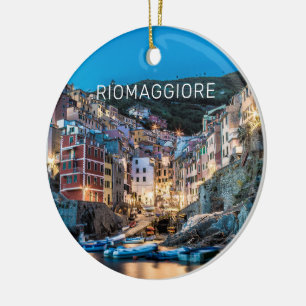 Riomaggiore Cinque Terre La Spezia Retro Italy Ceramic Ornament