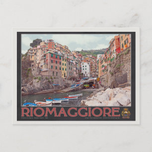 Riomaggiore Harbour - on Black.jpg Postcard