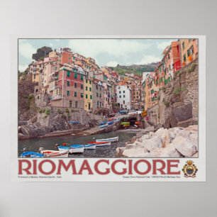 Riomaggiore Harbour - on White.jpg Poster