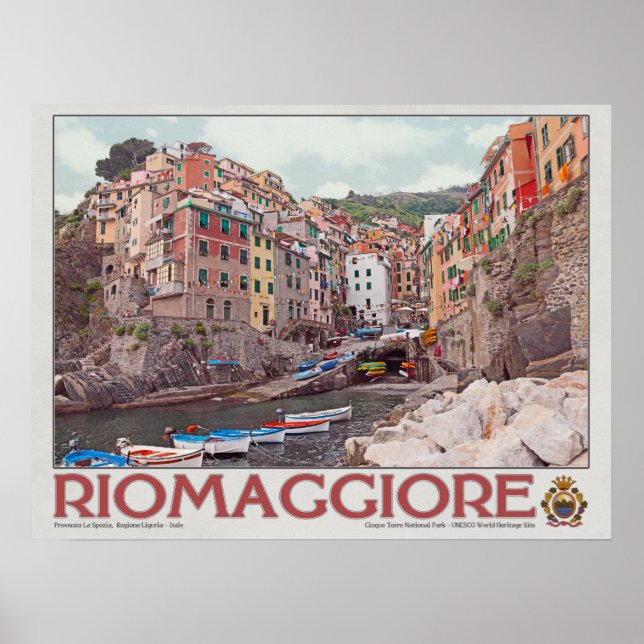 Riomaggiore Harbour - on White.jpg Poster (Front)