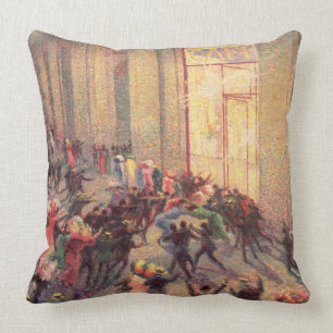 Riot in the Galleria, 1909 (oil on canvas) Cushion