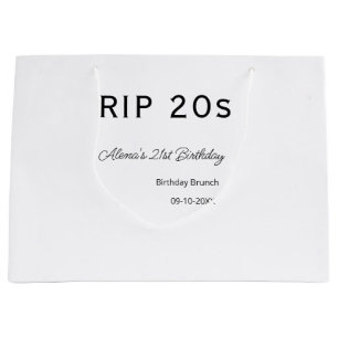 RIP 20s 21st birthday simple minimal brunch date n Large Gift Bag
