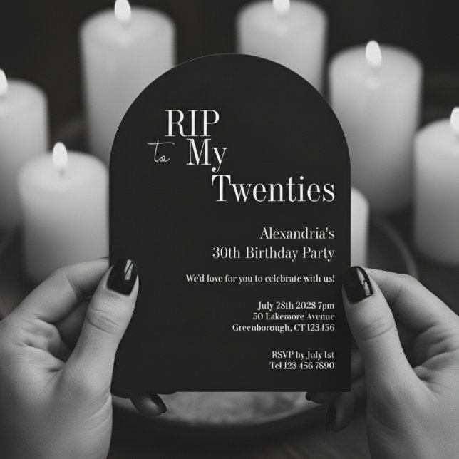 RIP 20s 30th Birthday Party Black and White Invitation (Creator Uploaded)